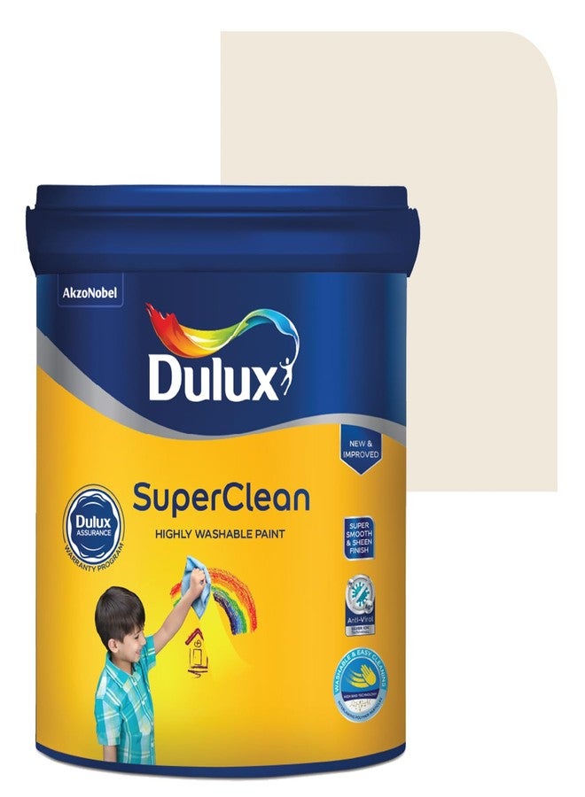 Dulux SuperClean Interior Emulsion Paint For Walls | Soothing Sheen & Rich Finish | Washable & Easy To Clean | Water Based Durable Paint, Tan/Beige (1L, Whisper Bluff) - Image 1